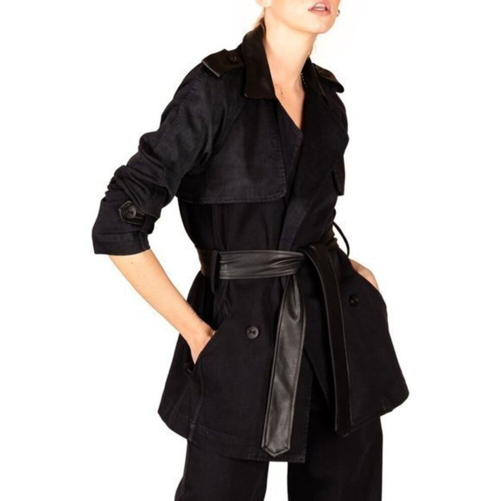 LE SUPERBE Darkest Hour short Cotton Trench Coat size XS NWOT